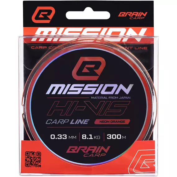 Волосінь Brain Mission Carp Line (Neon Orange) 300m 0.33mm 8.1kg, фото , изображение 2